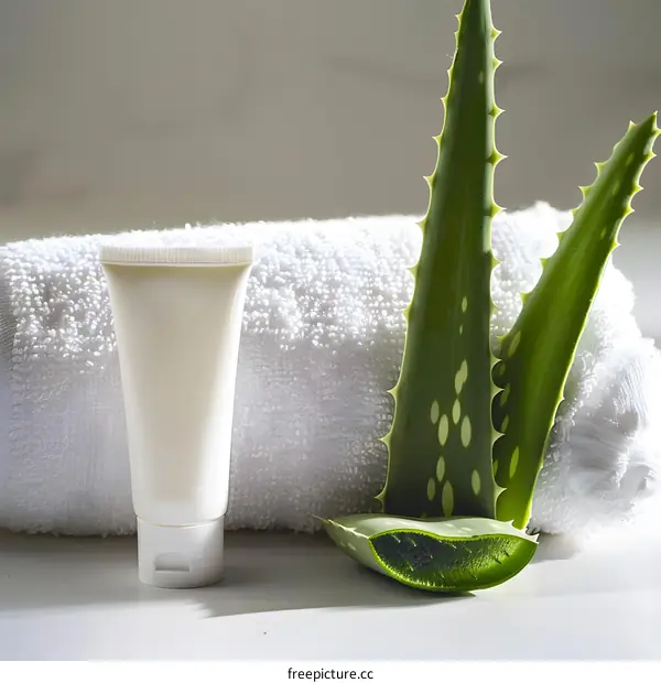 Aloe Vera Cream with White Towel