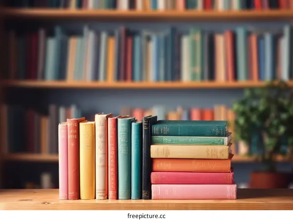 Bookshelf with Colorful Books