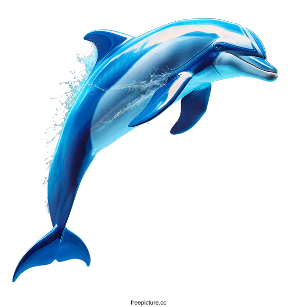 [Transparent Background PNG]Blue Dolphin Jumping Out of Water