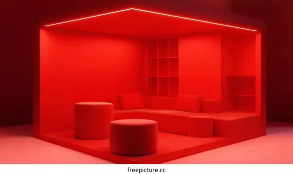 Red Minimalist Lounge Design Illustration