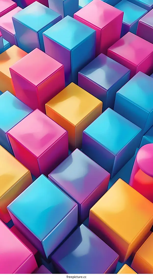 Abstract Colorful 3D Cubes Background