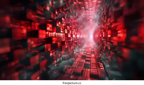 Red and black digital tunnel