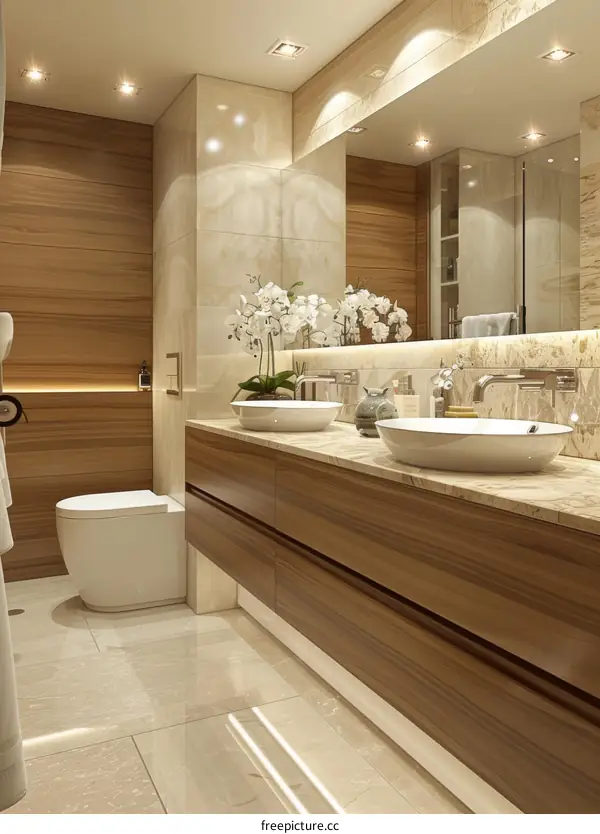 Teak Bathroom Vanity Rendering