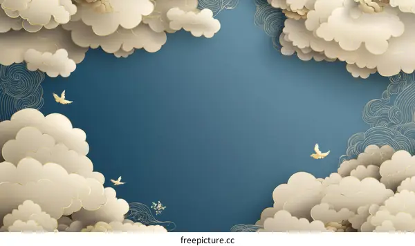 Elegant Paper Cut Cloudscape Background
