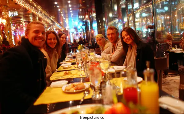 Dining Companions Enjoying a Festive Meal