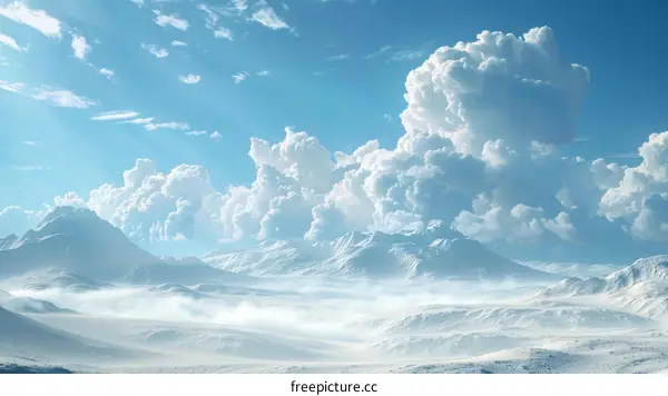Winter Wonderland Mountain Scenery with Dramatic Clouds