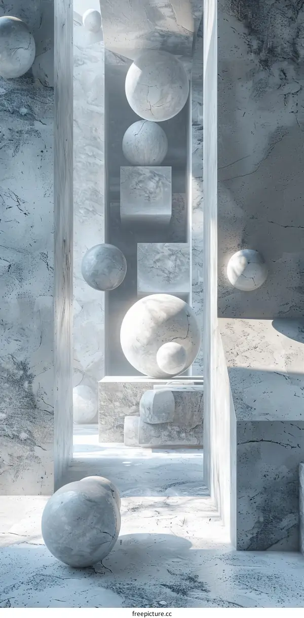 Abstract Geometric Spacescape of Light and Marble