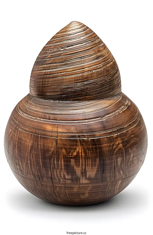 Wooden gourd shaped object on white background