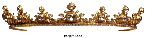 [Transparent Background PNG]Ornate Gold Crown with Crystal Accents