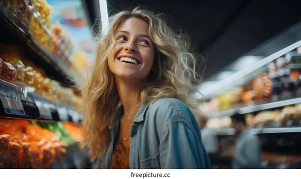 All smiles at the grocery store