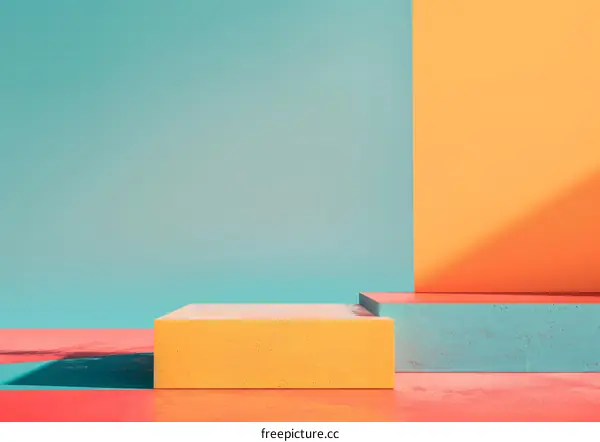Abstract Minimalist Background With Blue Yellow And Orange Colors