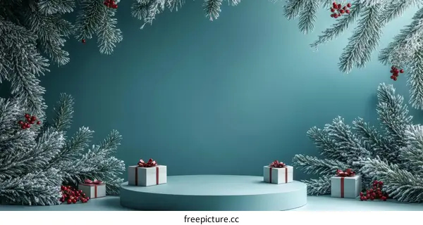 Christmas Festive Scene with Gift Boxes