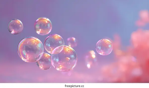 Floating Soap Bubbles in Pastel Colors