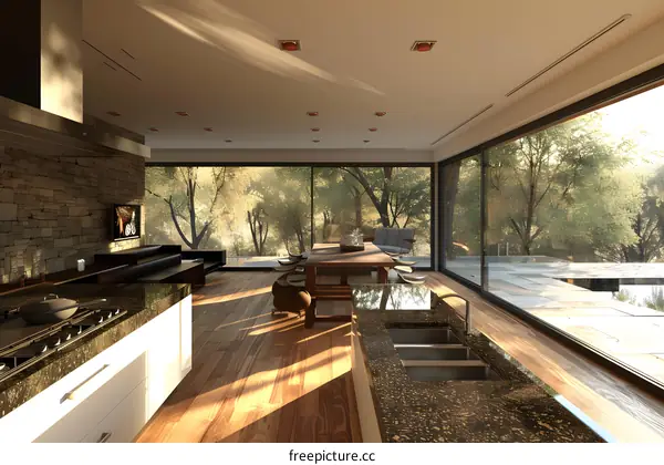 An open concept home with a large kitchen and dining area