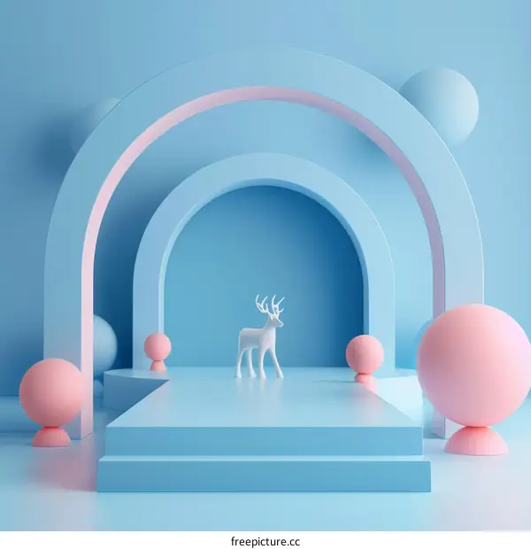 3D Podium with Reindeer
