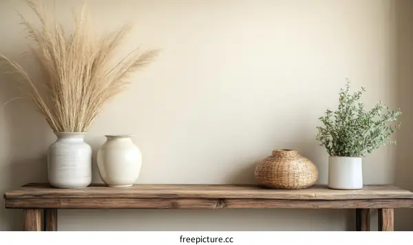Rustic Home Decor with Dried Plants and Vases