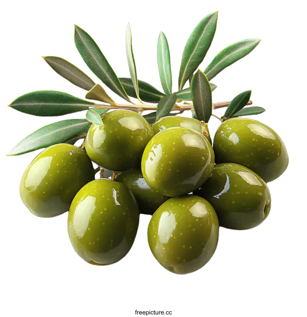 [Transparent Background PNG]Close up of Green Olives on Branch