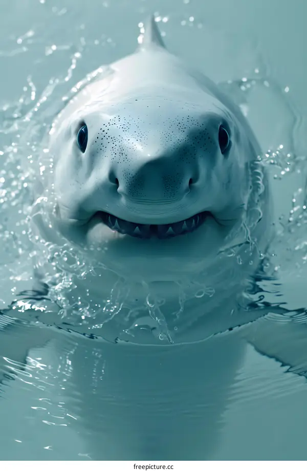 Great white shark with open jaws showing teeth