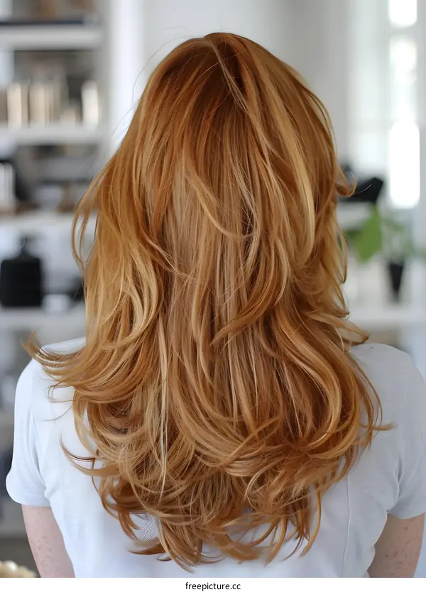 A woman with long red hair