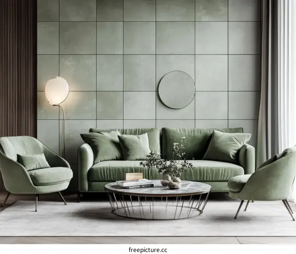 Modern Living Room with Sage Green Accents