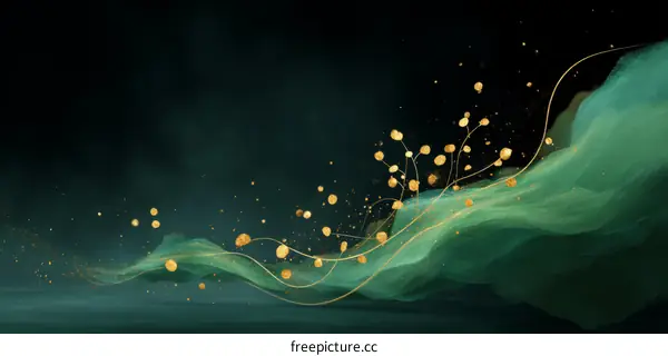 Abstract Green and Gold Flowing Design