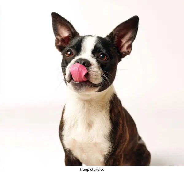 Adorable Boston Terrier Puppy with Pink Tongue