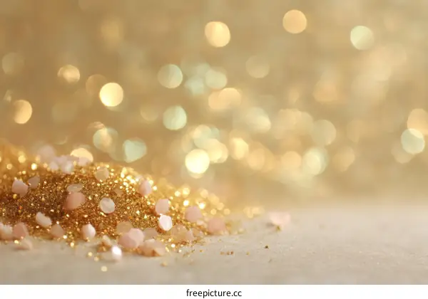 Golden Glitter Background with Bokeh Lights