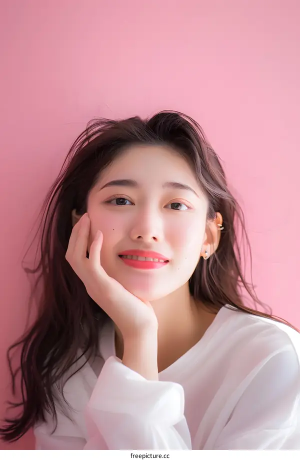 Portrait of Young Asian Woman Smiling and Looking at the Camera