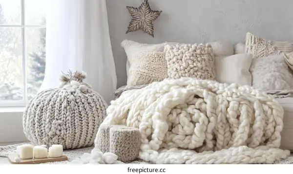 Cozy Knitted Bedding Set in Neutral Tones