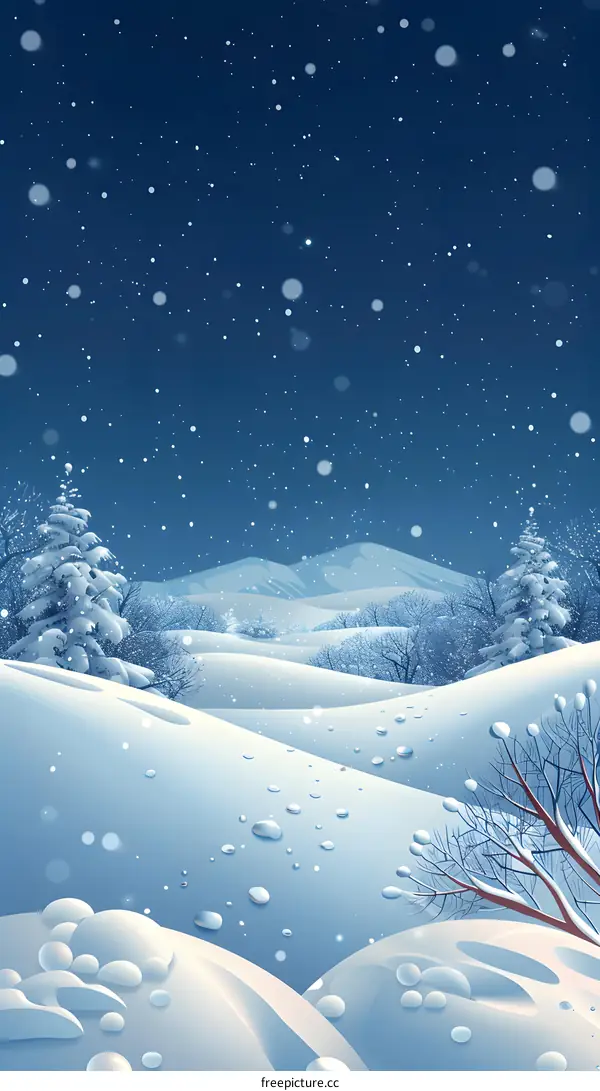 Snowy field snow scene illustration