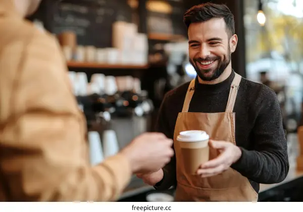 Cafe Customer Service with Happy Staff