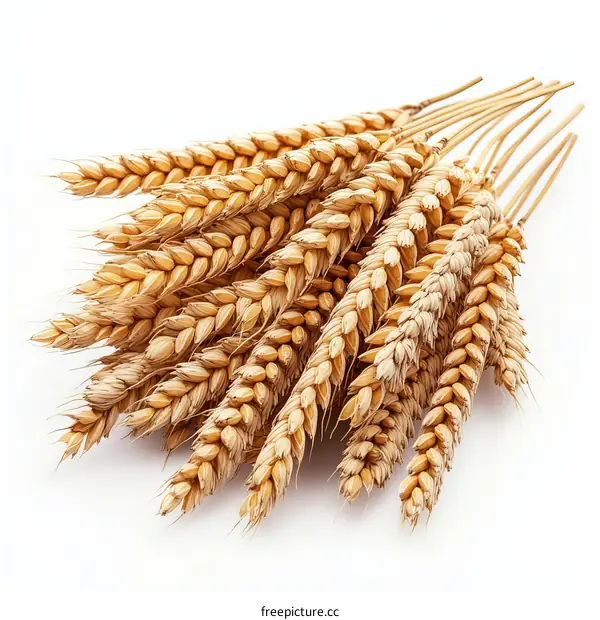 Wheat Ears Close Up on White Background