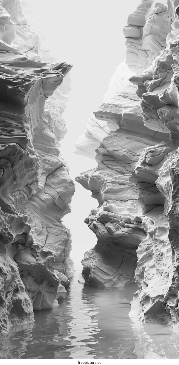 Abstract Black and White Canyon Landscape