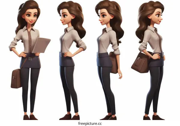3D Illustration of a Businesswoman in Different Poses