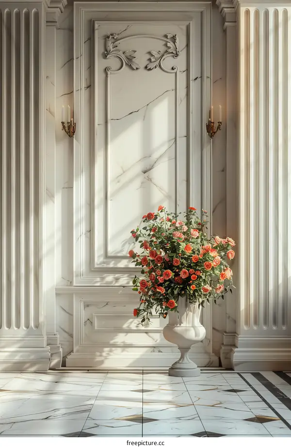 Elegant Interior Design with Rose Bouquet