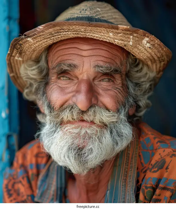 Close-up Portrait of a Senior Man with a Long Beard