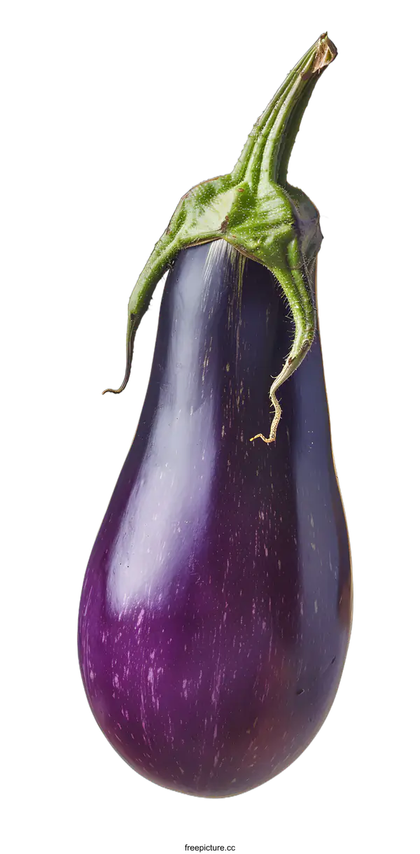 [Transparent Background PNG]Fresh Purple Eggplant Isolated on White Background