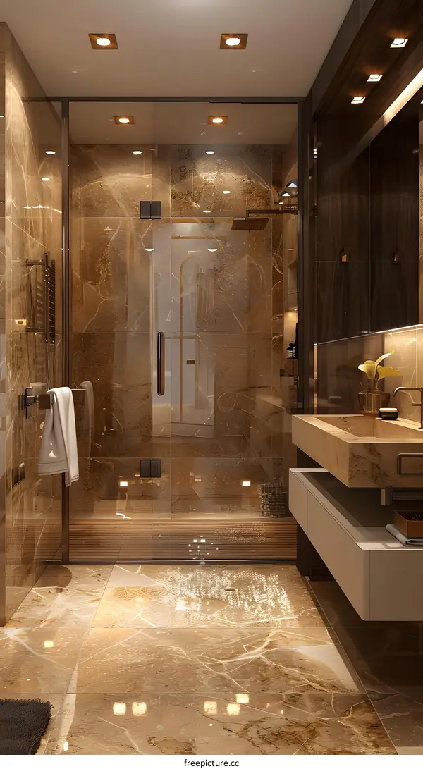 Luxurious golden marble bathroom