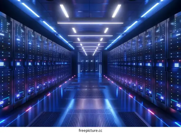 futuristic technology data center server room