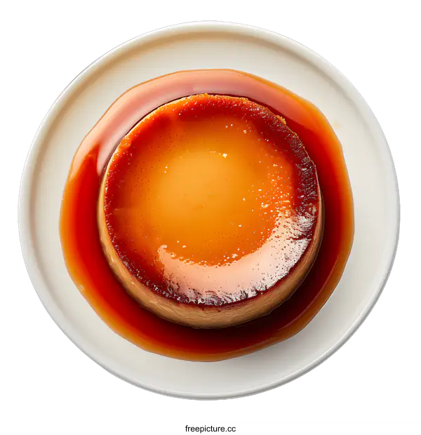 [Transparent Background PNG]creme caramel dessert with liquid caramel topping