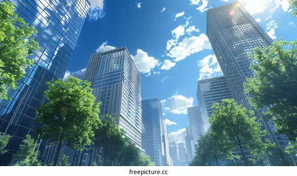 Modern Cityscape with Skyscrapers