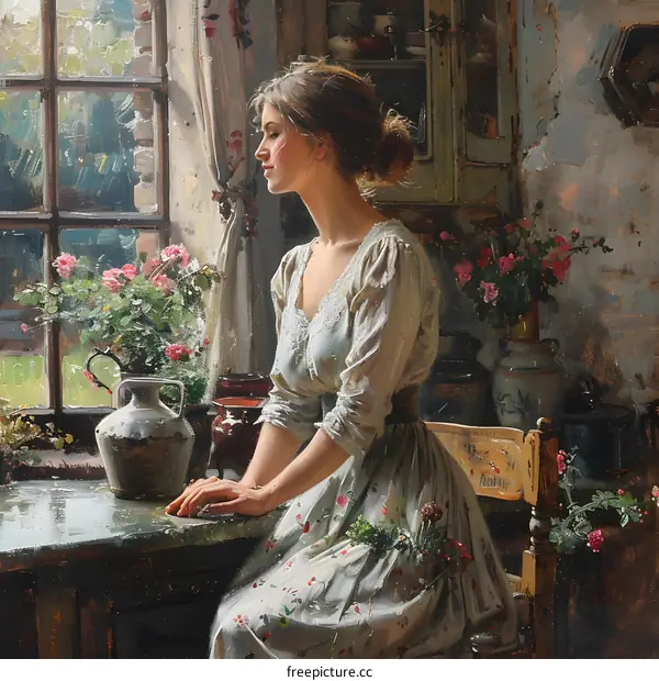 A Young Woman Lost in Thought