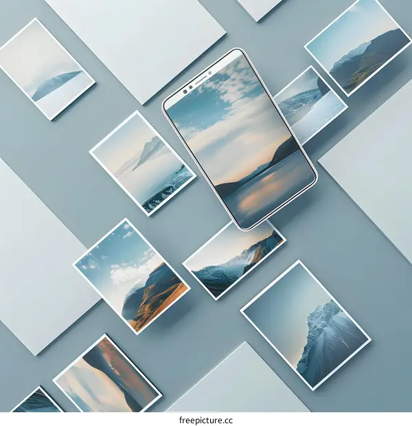 Smartphone Mockup with Mountains and Landscape Photos