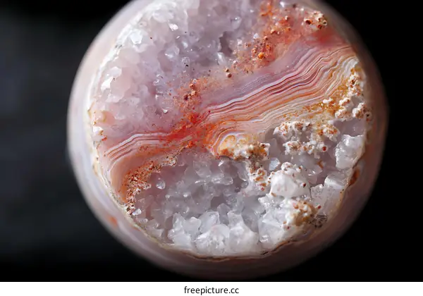 Close-up Macro View of Agate and Crystal Gemstone