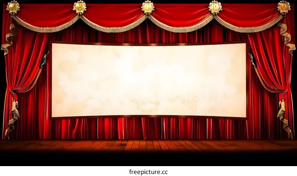 Red Velvet Curtains And Empty Stage Background