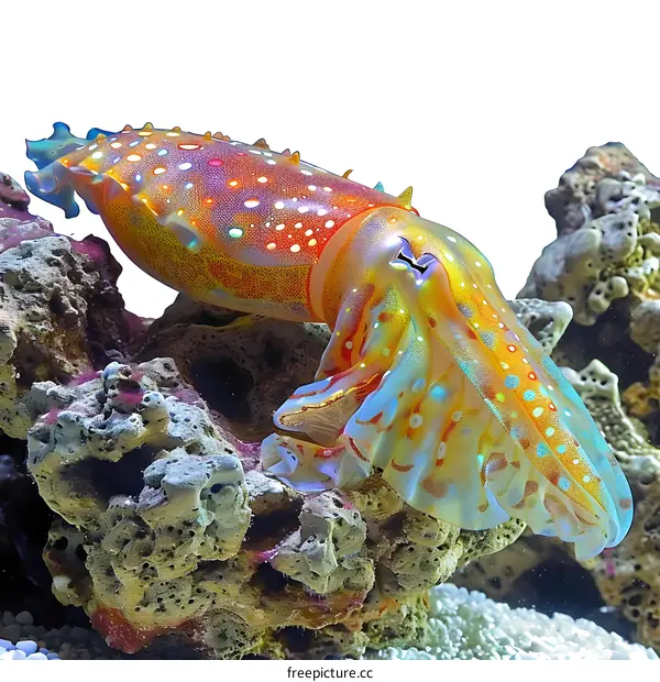 Colorful Cuttlefish on a Coral Reef