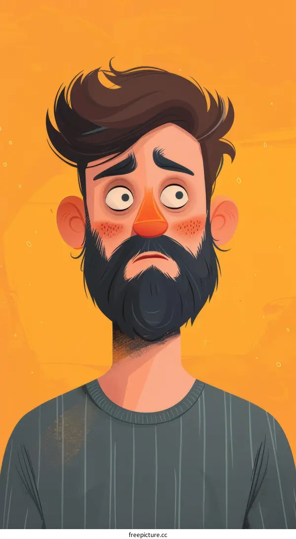 A man with a beard is looking at the camera with a worried expression on his face