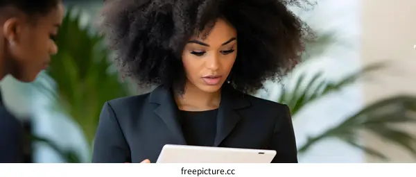 African American Woman Business Professional Using Tablet