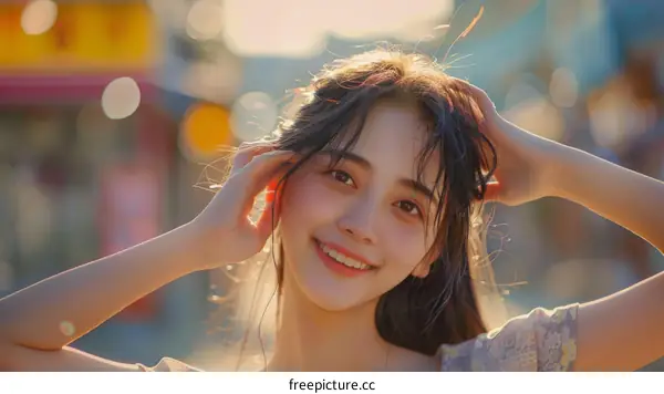 Portrait of a young Asian woman smiling