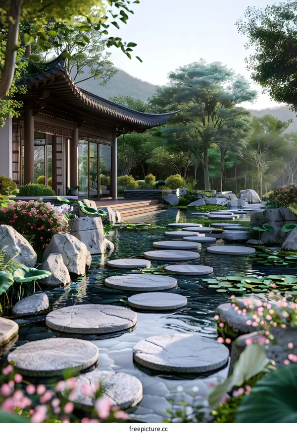 Chinese style landscape design renderings